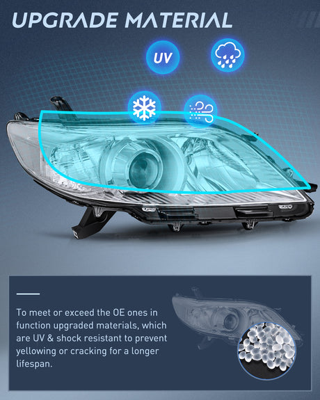 Nilight Headlight Assembly Compatible with 2011 2012 2013 2014 2015 2016 2017 2018 2019 2020 Toyota Sienna Chrome Housing Clear Reflector Clear Lens Headlights Replacement