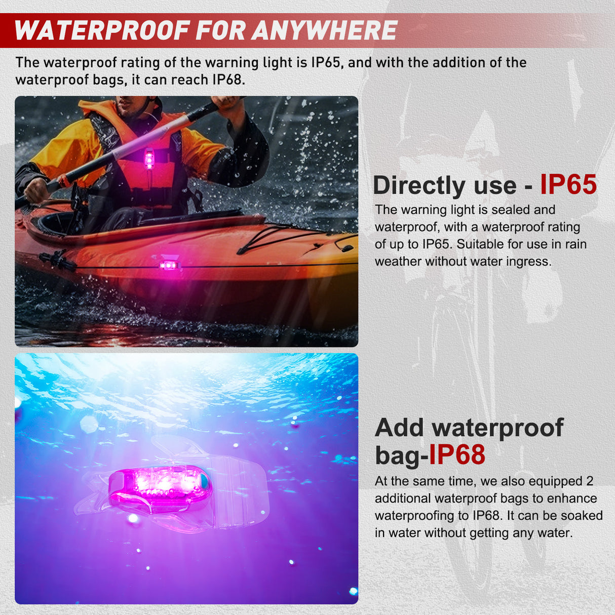 LED Safety Light 4PCS Pink Marine Navigation Bike Tail Lights Three Modes Waterproof Reflective Gear Clip On Flash Strobe Indicator Lamp for Night Boating Fishing Cycling Jogging