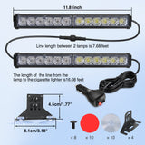 24LED Emergency Strobe Traffic Advisor Light Bar 2 in 1 Red White Dash Warning Safety Flashing Lights Front/Rear Windshield Construction Lights for Trucks Cars Plow Police Firefighter Vehicles