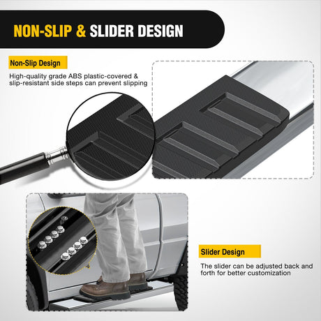 Nilight Running Boards for 2019 2020 2021 2022 2023 2024 2025 Chevy Silverado GMC Sierra 1500 2500 3500 Regular Standard Single Cab 6 Inch Side Step Nerf Bars Stainless Steel