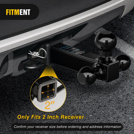 Nilight Trailer Hitch Ball Mount, 1-7/8 Inch, 2 Inch, 2-5/16 Inch Balls, Fits 2 Inch Square Receiver, 10,000 lbs