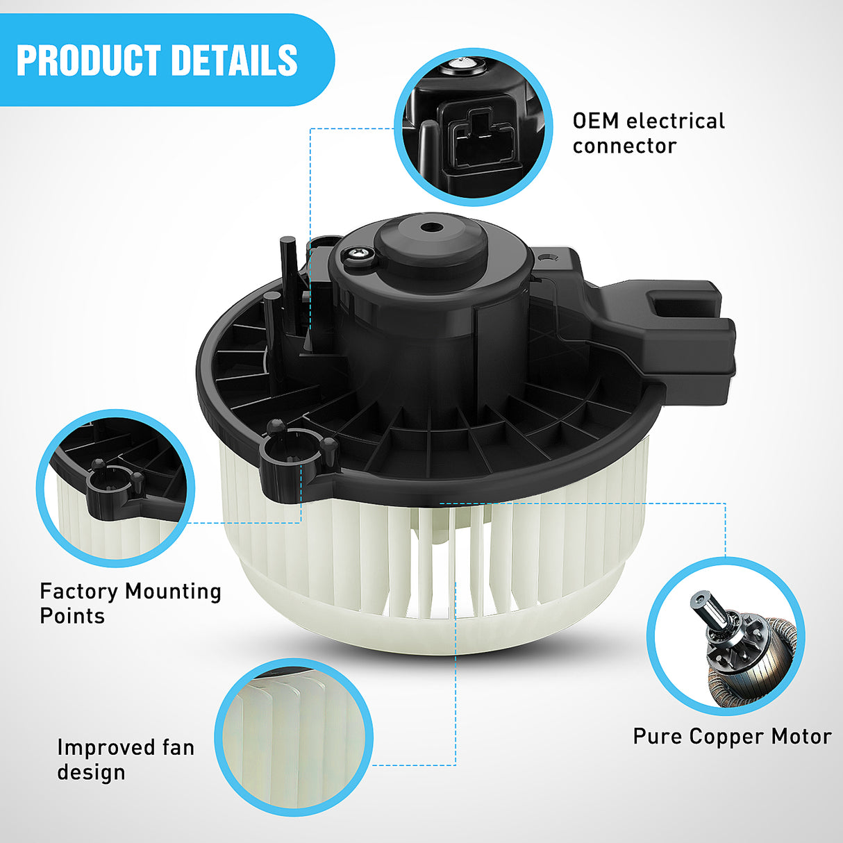 Nilight HVAC Heater Blower Motor Fan Fit for Honda FIT 2009 2010 2011 2012 2013 2014, AC Heated Fan Blower Motor Replaces 700247 615-50209 79310TF0G01 79310-TF0-G01