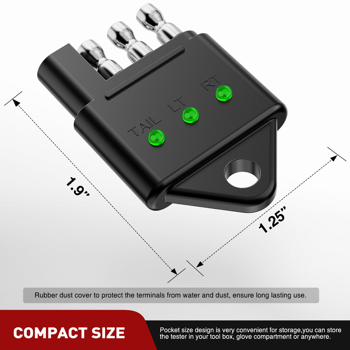 4 Way Flat Trailer Wiring Circuit Tester Male End Wire 4 Pin Test with Bright Light Indicator for Turn Signal Brake Tail Lights Trouble Shooting