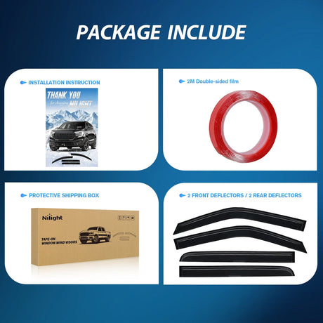 Nilight Tape-On Rain Guards for Ford F150 Crew Cab 2015 2016 2017 2018 2019 2020 2021 2022 2023 2024, Window Visors Vent Wind Deflectors-4PCS