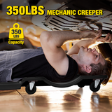 Creeper Seat 40 Inch Mechanic Plastic Creeper -40 Inches Blow-Molded Rolling Garage Cart with Padded Headrest, Dual Tool Trays and 6 Casters, Black