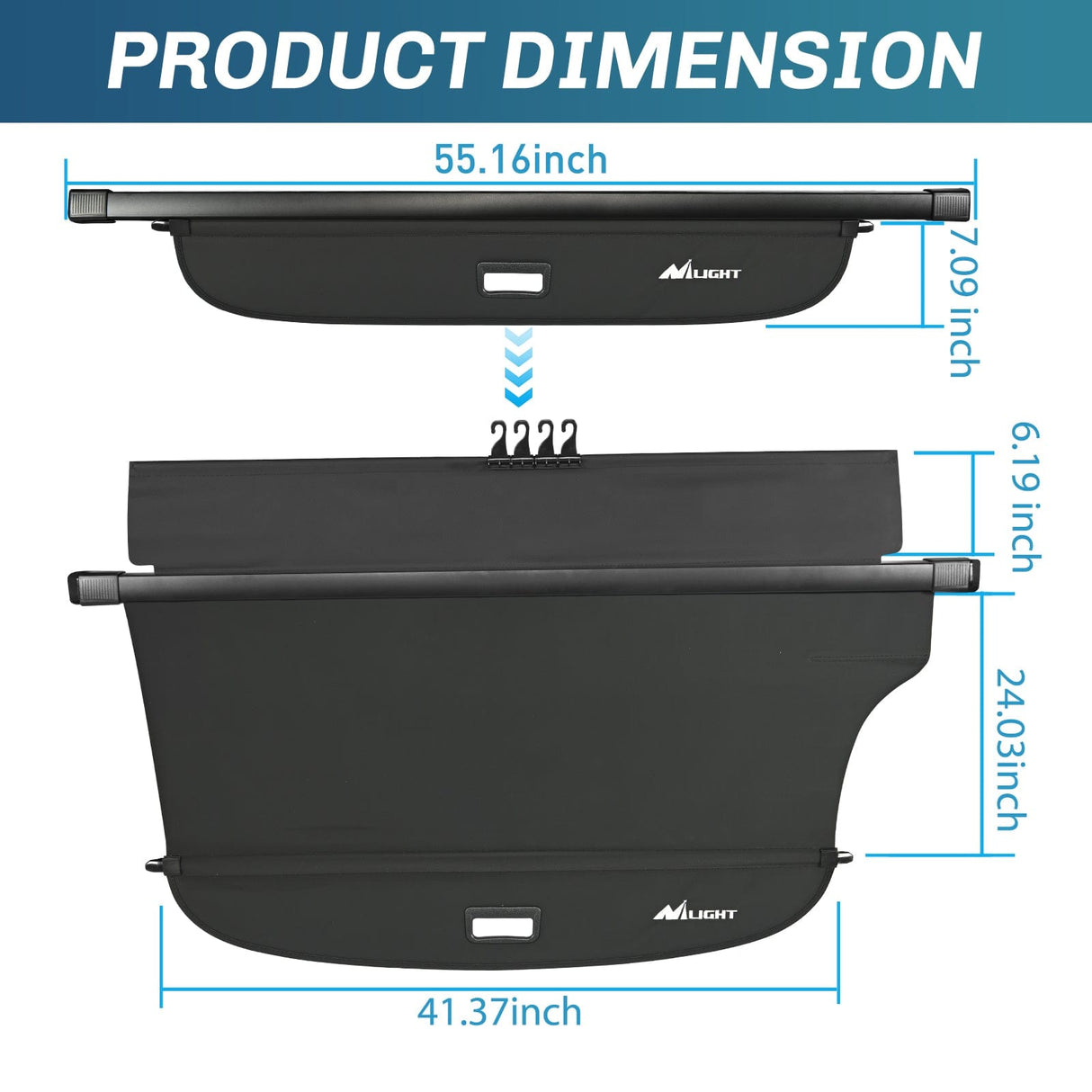 Nilight 2010-2014 Subaru Outback Retractable Trunk Cargo Cover With Trunk Storage Net