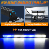 Nilight Led Strobe Light 144 LED Strobe Traffic Advisor Light Bar Blue White with Controller 2 in 1 Automotive Emergency Warning Flashing Police Windshield Lights Bars for Cars Tow Plow Trucks Construction Vehicles