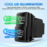 Nilight High Beam & Low Beam Dual Push Button Switch 12V ON Off Switches with Connector Wire Kit 1.54 Inchx 0.83 Inch Replacement for Toyota Tacoma Tundra 4Runner FJ Cruiser Hilux Fortuner