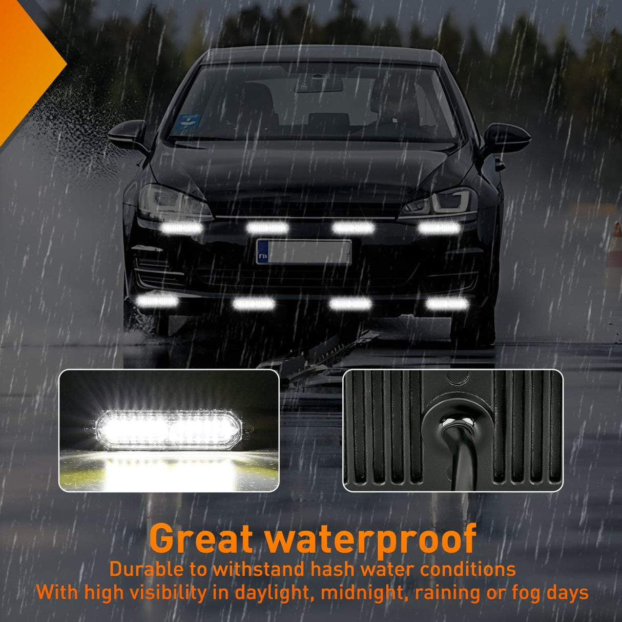Nilight 8PCS 12LED White Emergency Strobe Lights