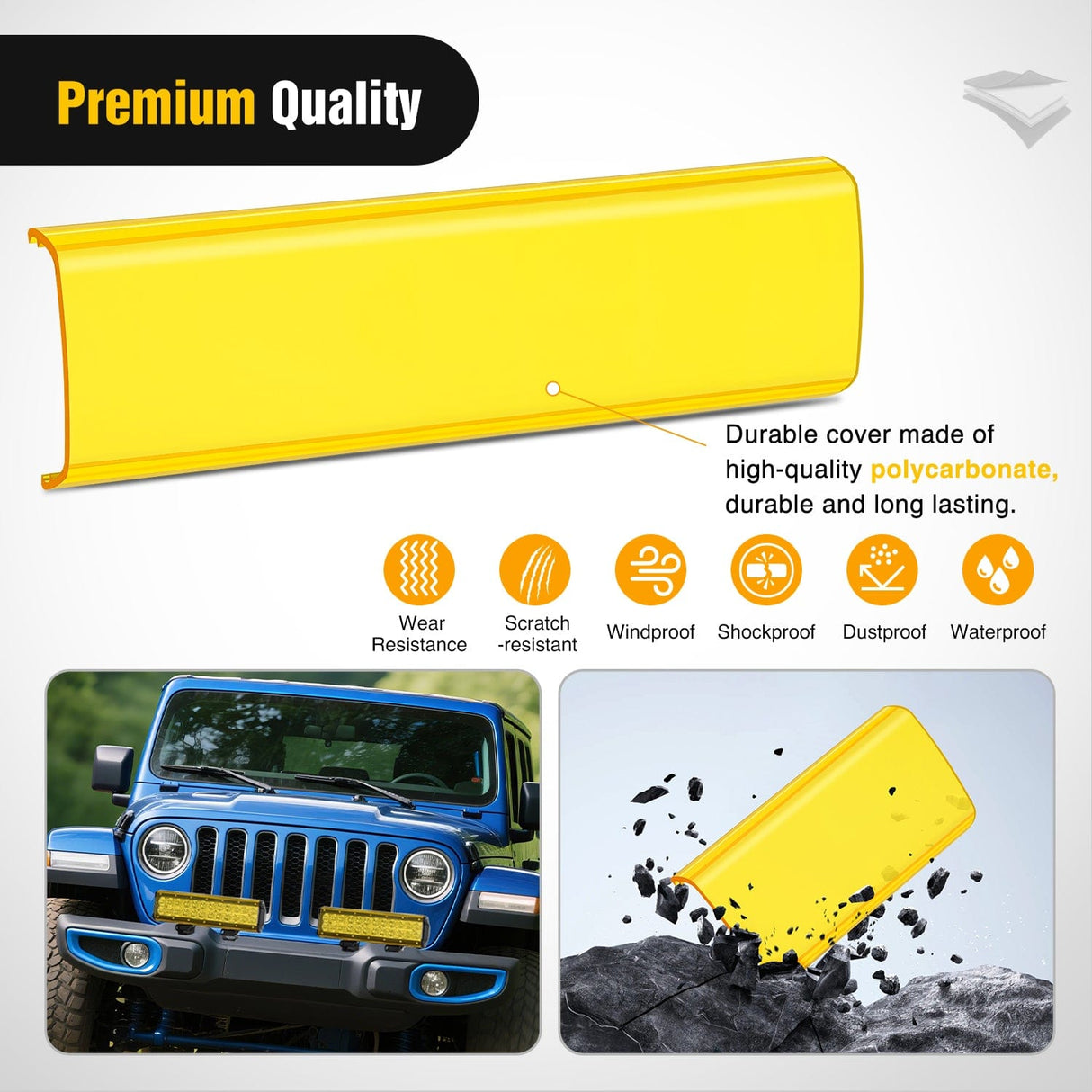 Nilight 2Pcs 12 inch Amber Light Bar Cover
