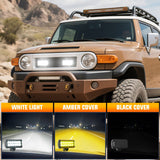 6.5 Inch 36W 1260LM Double Row Flood Led Light Bars with Amber/Black Covers (Pair)