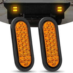 6 Inch Oval Amber 24Leds Trailer Tail Lights (Pair)