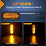 6 Inch Oval Amber 24Leds Trailer Tail Lights (Pair) Nilight