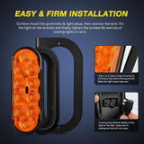 6 Inch Oval Amber Tail Lights flush Mount Grommets Plugs w/Mounting Brackets (Pair) Nilight