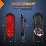 6 Inch Oval Red 24Leds Trailer Tail Lights 4Pcs Nilight