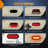 6 Inch Oval Red 24Leds Trailer Tail Lights 4Pcs Nilight