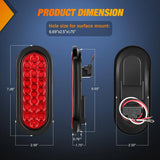6 Inch Oval White Red 24Leds Trailer Tail Lights 4Pcs Nilight