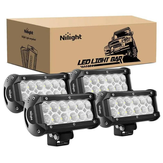 LED Light Bar 6.5" 36W 3600LM Double Row Flood LED Light Bars (2 Pairs)