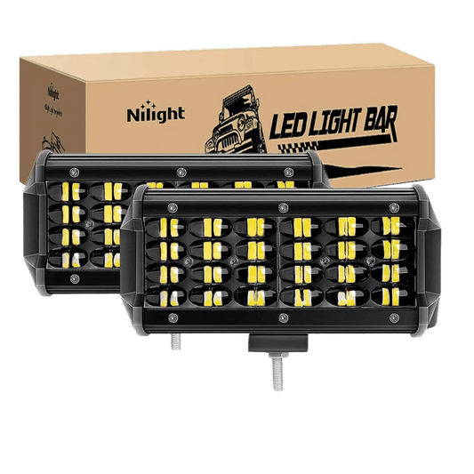 LED Light Bar 6.5" 72W 7200LM Quad Row Spot Led Light Bars (Pair)