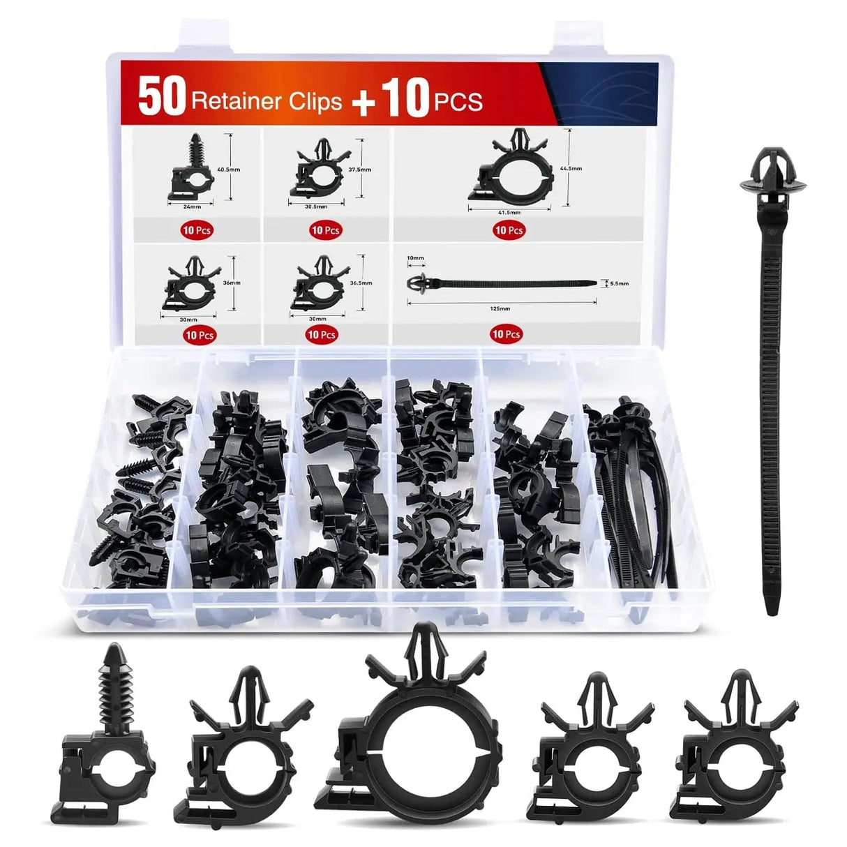 60 Pcs Universal Wiring Harness Routing Clip Assortment Kit Nilight
