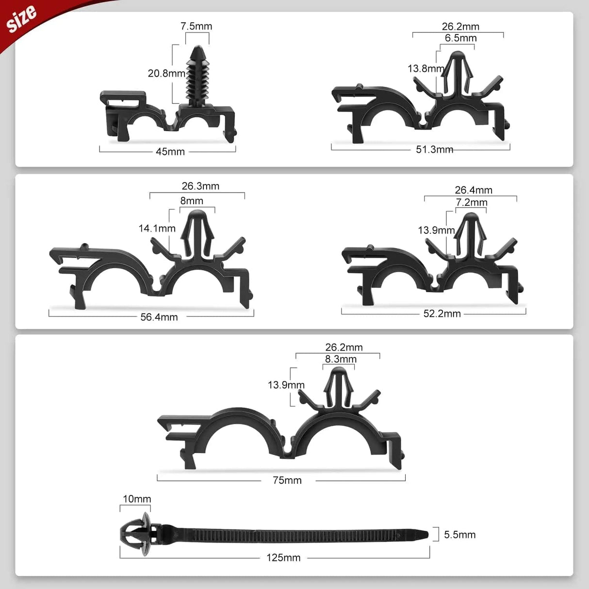 60 Pcs Universal Wiring Harness Routing Clip Assortment Kit Nilight