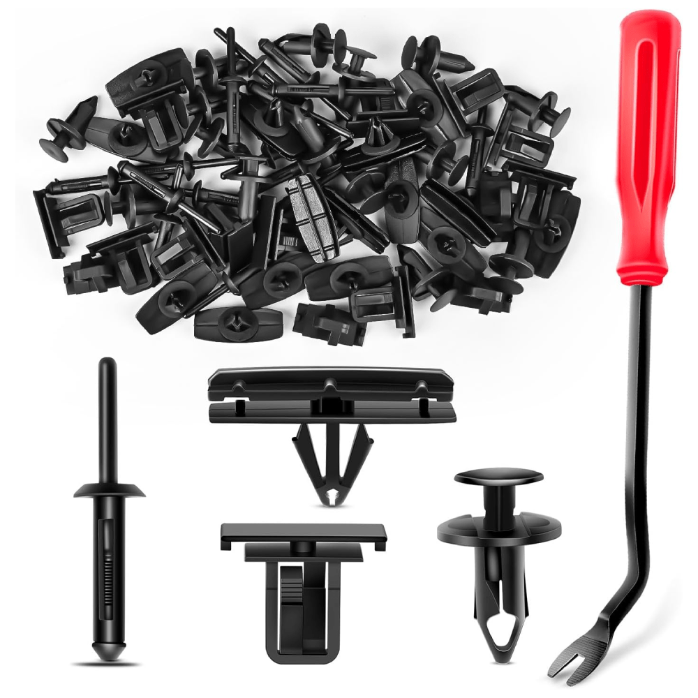 60 Pcs Fender Flare Rocker Moulding Clip Assortment 68039280-AA, 55156429-AA, 6503598, 6501559 Replacement for Jeep Wrangler Chrysler Ford GMC with 1 Fastener Remover Nilight