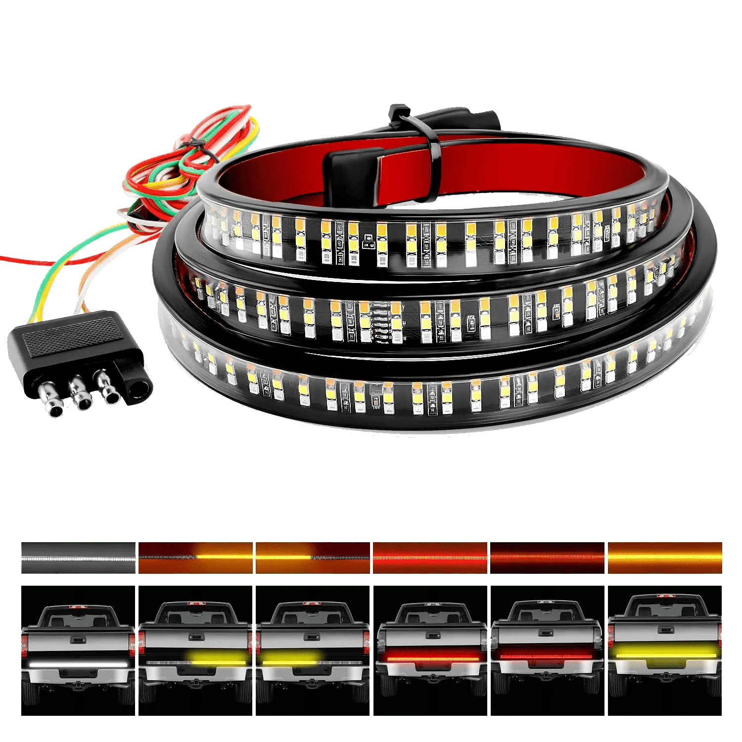 Led light Strip 60” 504Leds Red White Triple Row LED Tailgate Light Strip