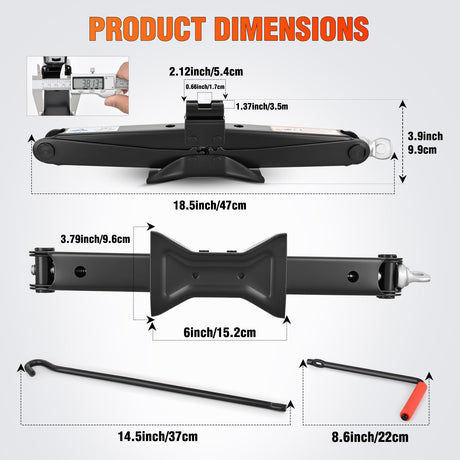 Scissor Jack for Car 2 Ton (4409 lbs), Heavy Duty Steel Scissor Lift Jack Car Kit with Crank Handle for Sedan SUV MPV Tire Changing, 3.9 Inch-15.7 Inch Lifting Range Portable Small Jack, Black