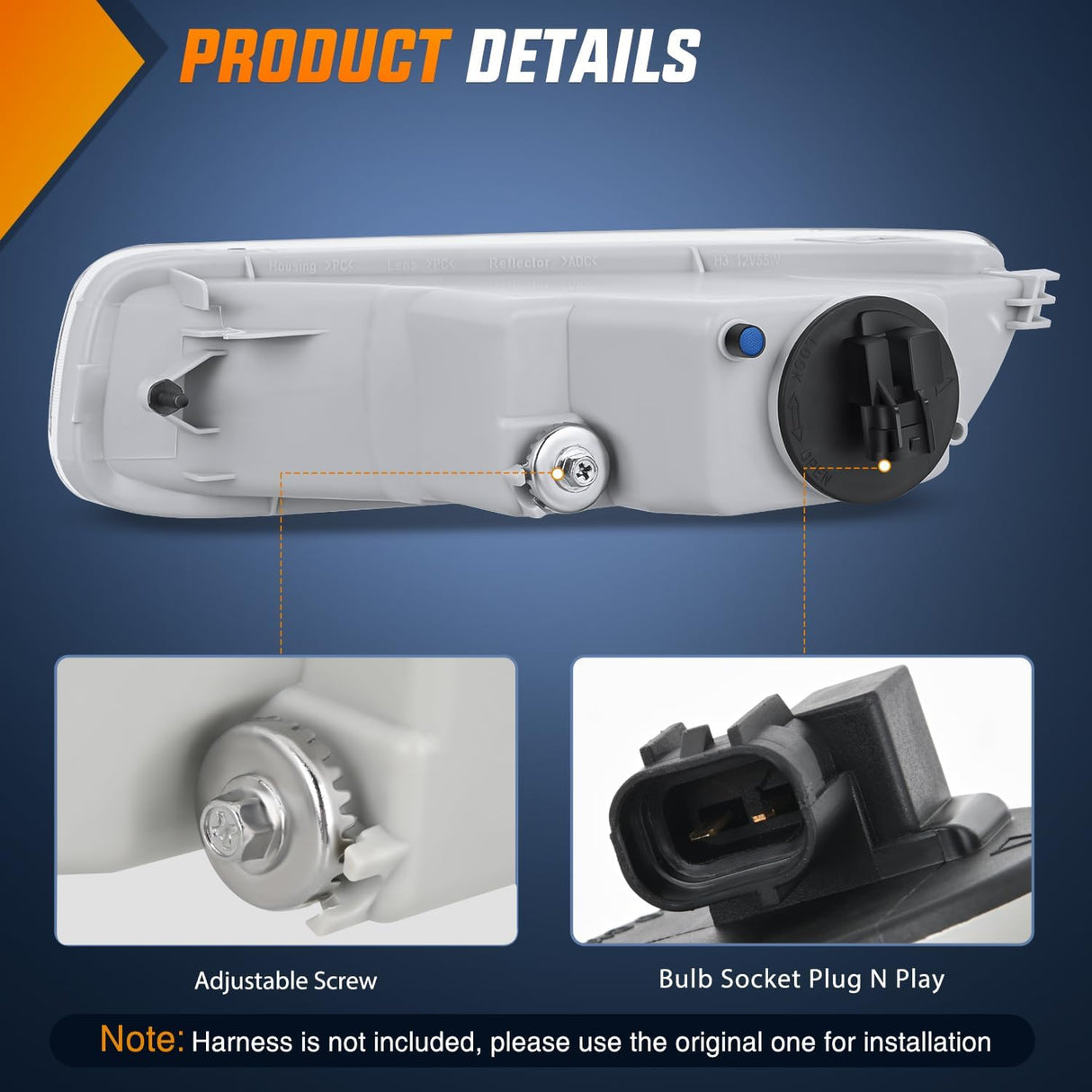 Fog Lights Assembly Compatible with 2003 2004 Toyota Corolla w/H3 12V 55W Bulbs Clear Lens Driver and Passenger Side