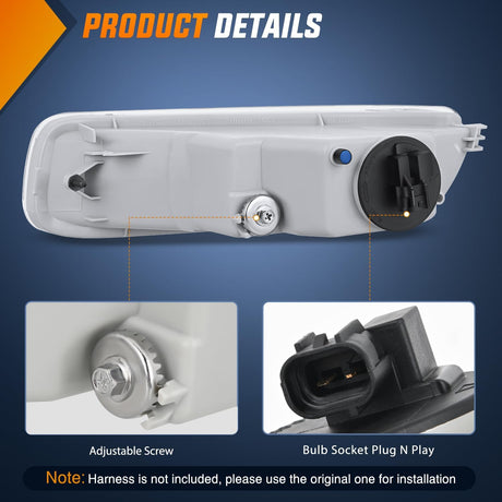 Fog Lights Assembly Compatible with 2003 2004 Toyota Corolla w/H3 12V 55W Bulbs Clear Lens Driver and Passenger Side