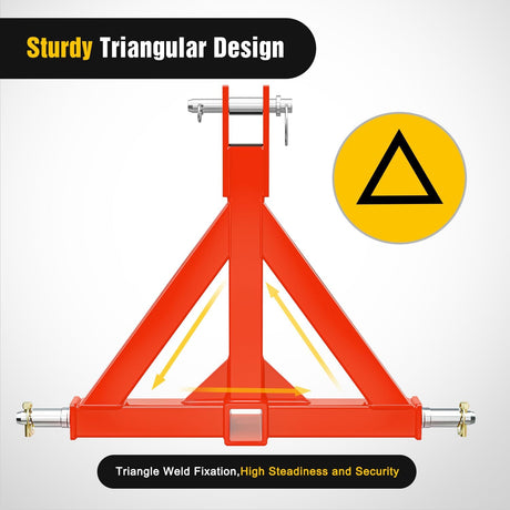 3 Point 2 Inch Trailer Hitch Receiver Category 1 Heavy Duty Tractor Drawbar Adapter Compatible with Kubota Bx John Deere Nortrac Kioti Yanmar Cat Orange