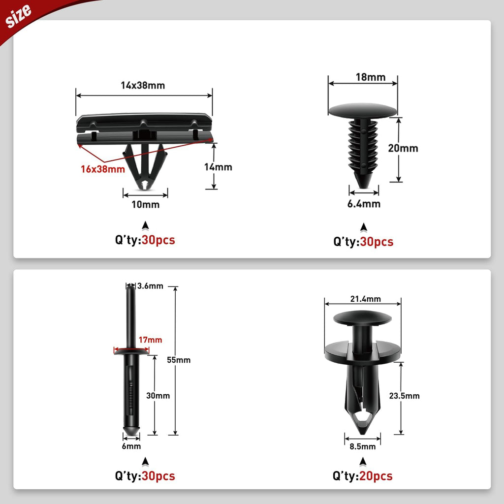 retainer clips 121 Pcs Fender Flare & Rocker Moulding Clip Assortment