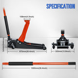 3 Ton Floor Jack, Low Profile Car Hydraulic Jack with Dual Pistons Quick Lift, 2.95 Inch-19.88 Inch Lifting Range
