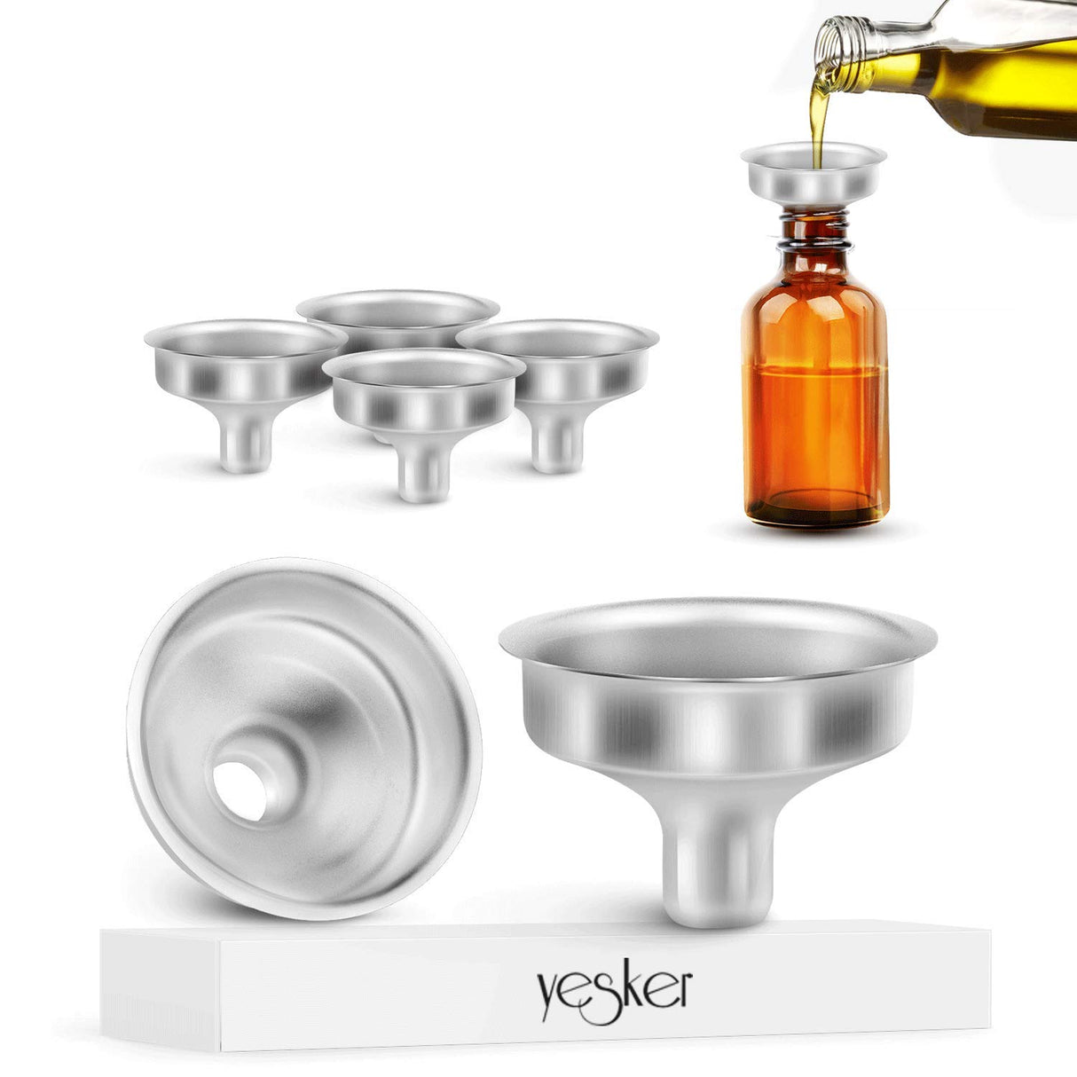 Stainless Steel Mini Funnel for Essential Oil Bottles Flasks 6PCS