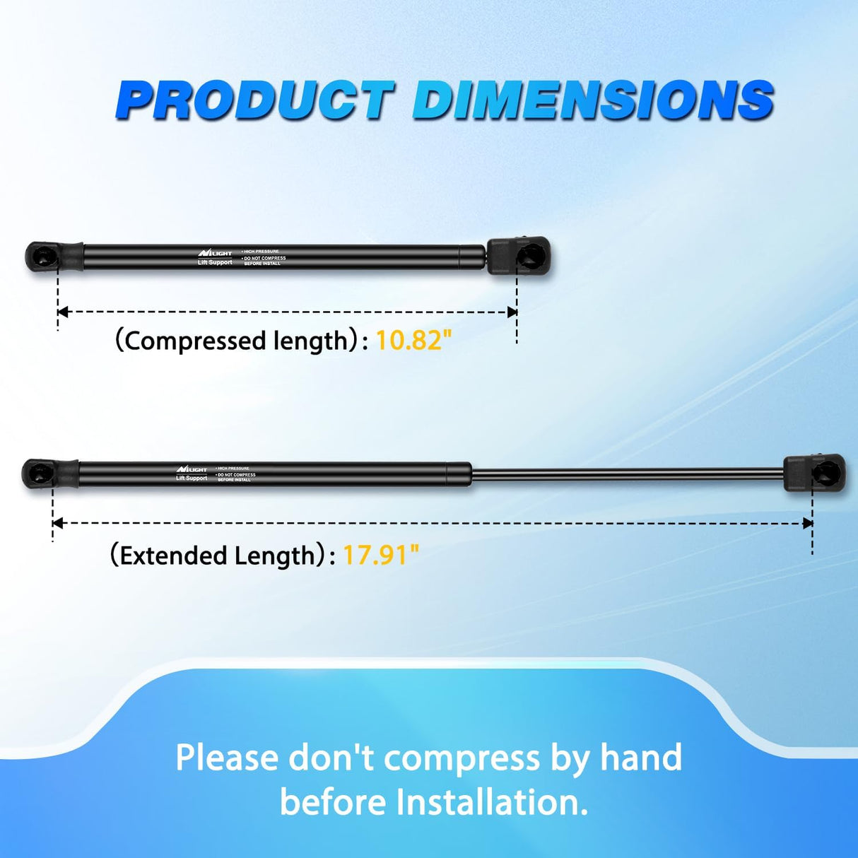 Rear Window Glass Struts 6649 for Honda Pilot 2009-2015, Rear Shocks Gas Struts 18 Inch, 2PCS Set Rod