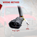 LED Fog Light Assembly Compatible with 2005 2006 2007 F250 F350 F450 F550 Super Duty 2005 Ford Excursion with Daytime Running Lights Driving Lamp Pair Plug and Play Driver and Passenger Side