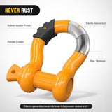 2 Pack 3/4 Inch D-Ring Shackle with 7/8 Inch Screw Pin 41,887lbs Break Strength, Heavy Duty Off Road Recovery Shackle with Isolators Washers for Use with Tow Strap, Winch, Off-Road Jeep Truck Vehicle
