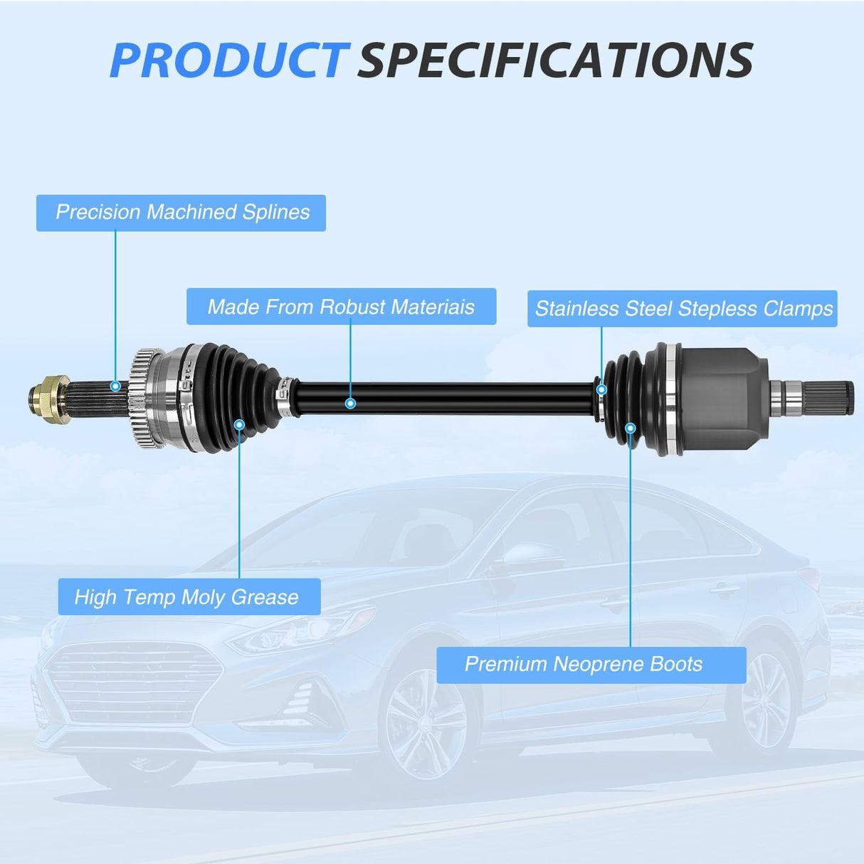 CV Axle Shaft Assembly Compatible with 2015 2016 2017 2018 2019 Hyundai Sonata L4 2.4L 2016-2020 Kia Optima Half-Shaft Assemblies Replacement Front Wheel Driver Side