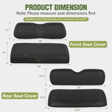 Golf Cart Seat Covers 2PCS Black Leather Club Car DS | Waterproof Leather No Staple Design All Season Protection Sun Scratch Resistant Cover Fits 2000-2026 Club Car DS