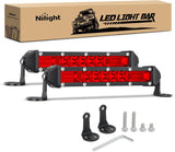 Slim LED Light Bar 2Pcs 7 Inch 16LED Single Row Spot Flood Combo Red Off Road Driving Fog Fishing Hunting Emergency Safety Signal Lighting for 12V 24V ATV UTV Pickup Truck Boat Forklift