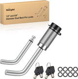 Trailer Hitch Lock Pin 1/2 Inch & 5/8 Inch Locking Receiver Hitch Pin Keyed Unique Weatherproof Anti-Theft Lockable Fits 2 Inch 2-1/2 Inch & 1-1/4 InchReceiver Tow Truck Boat Bike Truck Silver
