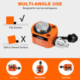 20 Ton Hydraulic Cylinder Jack Porta Power Ram, Heavy Duty Low Profile 0.47 Inch Stroke Automatically Retract Mini Jack Ram Single Acting Lifting Cylinders for Machinery Shipbuilding, Orange