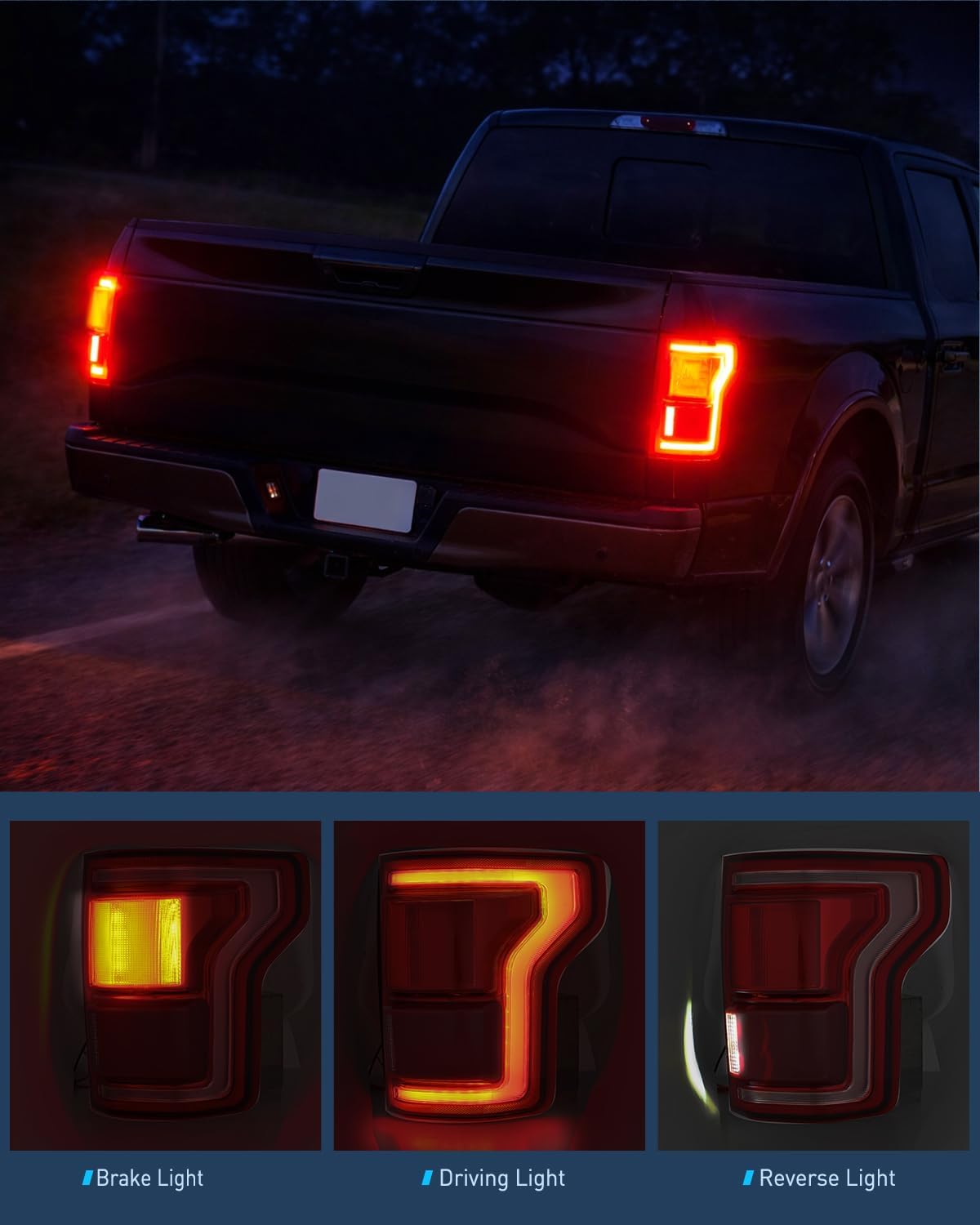 Taillight Assembly Compatible with 2015 2016 2017 Ford F150 Rear Tail Light with Blind Spot Lamp Replacement LED OE Style Module NOT Included Drive and Passenger Side