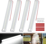LED Interior Light Bar 4PCS 15.4 Inch Strip Lights | 168 LEDs with 1600LM Output On Off Switch and 12V-85V Compatibility for Enclosed Cargo Trailer RV Camper Boat Van