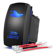 Deck Lights Rocker Switch Led Light Bar 5 Pin Laser On Off SPST Switches 20A/12V 10A/24V Blue with Jumper Wires Set for Cars Trucks Boats ATVs UTVs RVs