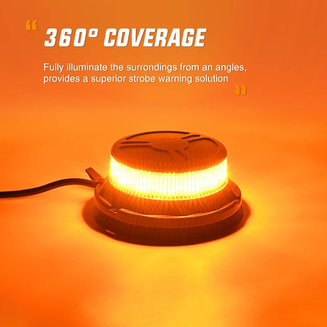 Amber Beacon Light 12V-24V Aluminum Base Flashing Safety Warning Lights Permanent & Magnet Mount LED Emergency Rotating Strobe Light for Forklift Truck Tractor UTV Snow Plow, 2 Years Warranty