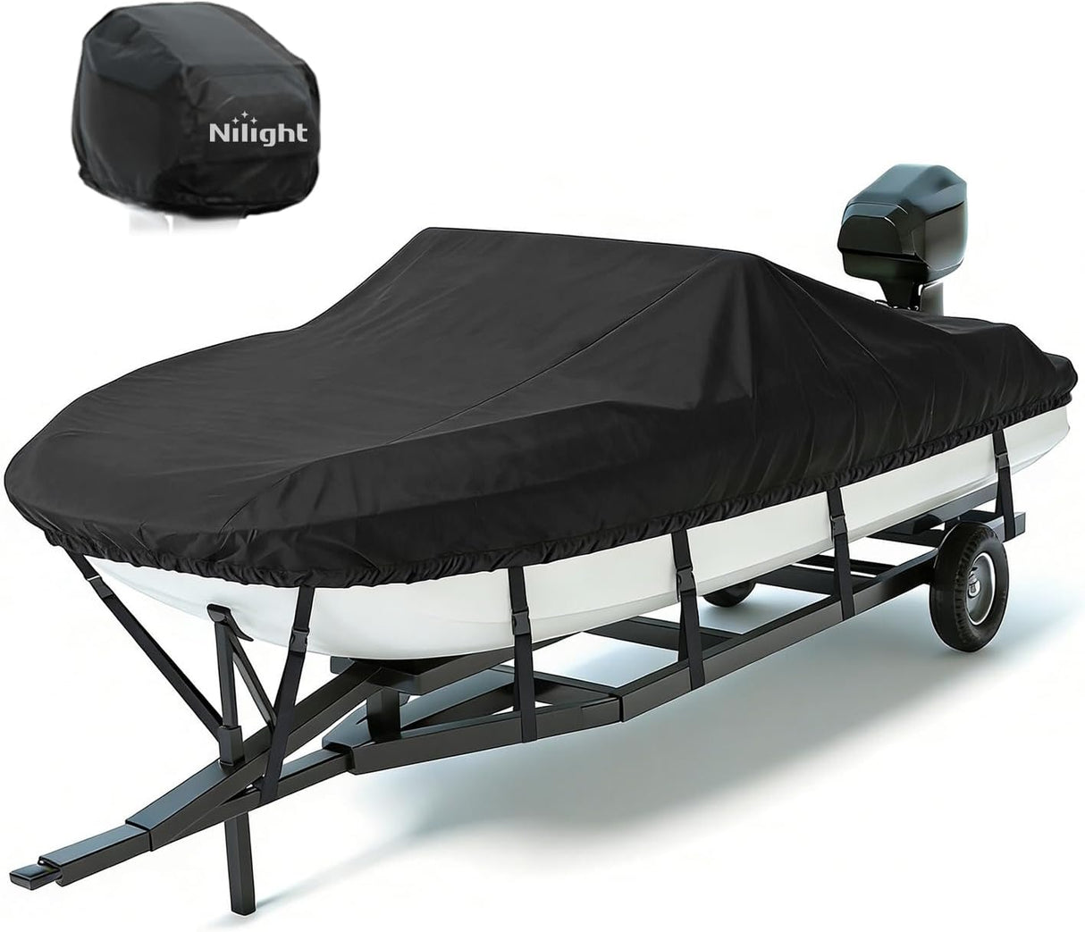 800D Heavy Duty Boat Cover 17ft-19ft | Fits boats with beam width up to 96in (Narrow Jon Boats & Fishing Boats), Marine Grade All-Weather proof Trailerable Cover