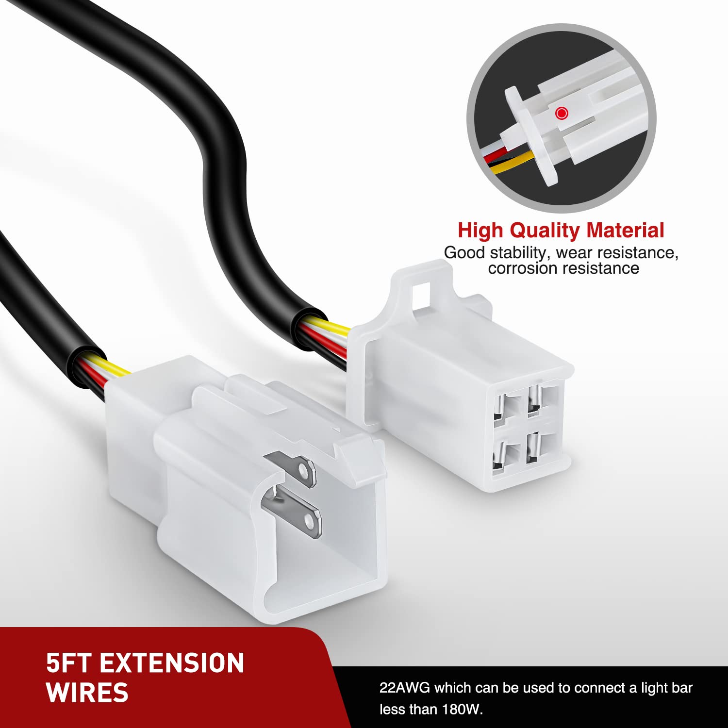 22AWG 5FT Wire Extension Kit For LED Light Bar/Led Pods/LED Work Light Nilight