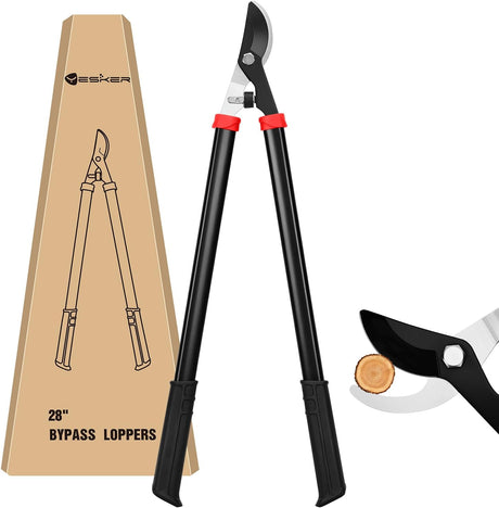 28 Inch Loppers for Tree Trimming Heavy Duty Tree Trimmer Sharp Steel Blade Bypass Loppers Branch Cutter up to 1.5 Inch Dia Cut Capacity Shock-Absorbing Bumper Handle Ideal for Garden Maintenance