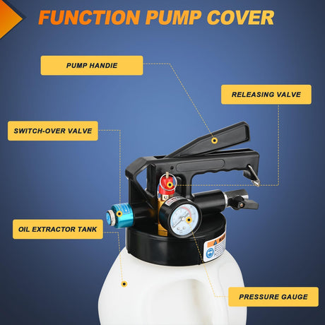 Transmission Fluid Pump Kit 10L Automotive Pneumatic Oil Fluid Extractor ATF Refill Dispenser Transfer Pump with 15 ATF Filler Adapters 2.6 Gal 2 Way Vacuum Fluid Evacuator Oil Change Tool Set